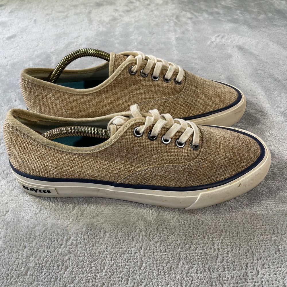 SeaVees‎ Legend Raffia Sneakers Mens Size 8 Beige Coastal Casual Canvas Shoes